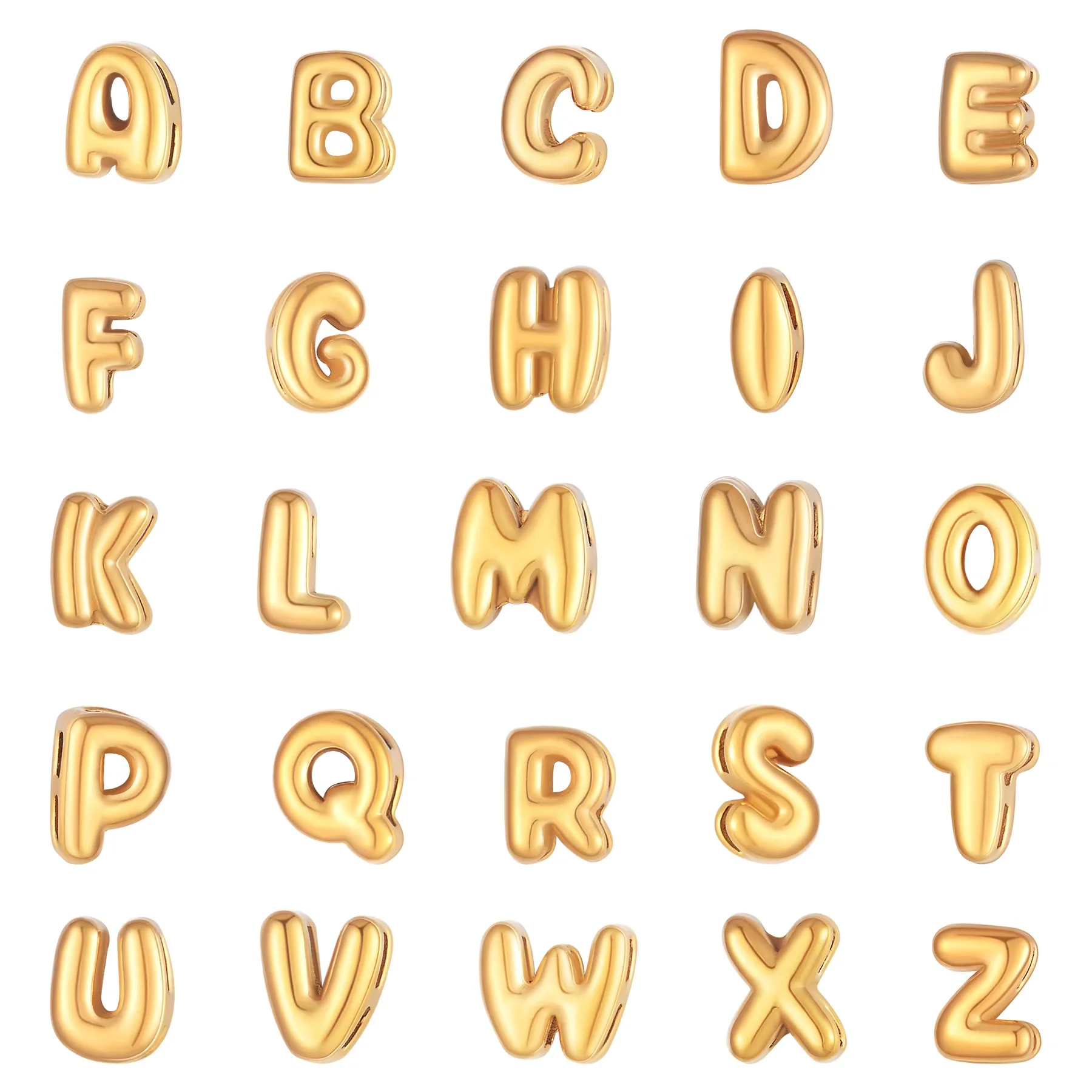 6 stks/partij Mini Ballon Alfabet Initial Charms Rvs Kleine Bubble Engelse Letter Accessoires