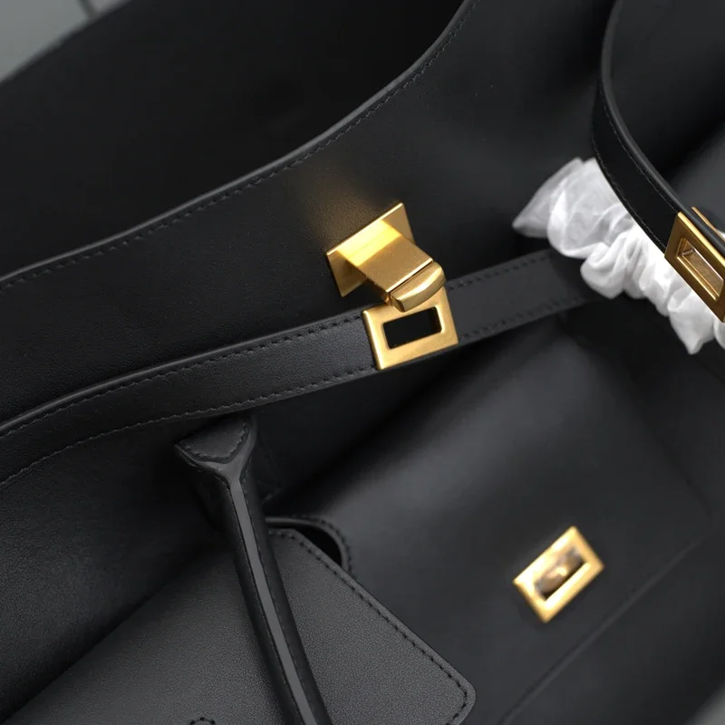 Top Layer Leather Genuine Leather Handbag New High-Capacity Tote Bag Woman Advanced Feeling Niche Commute Shoulder Shopping Bag