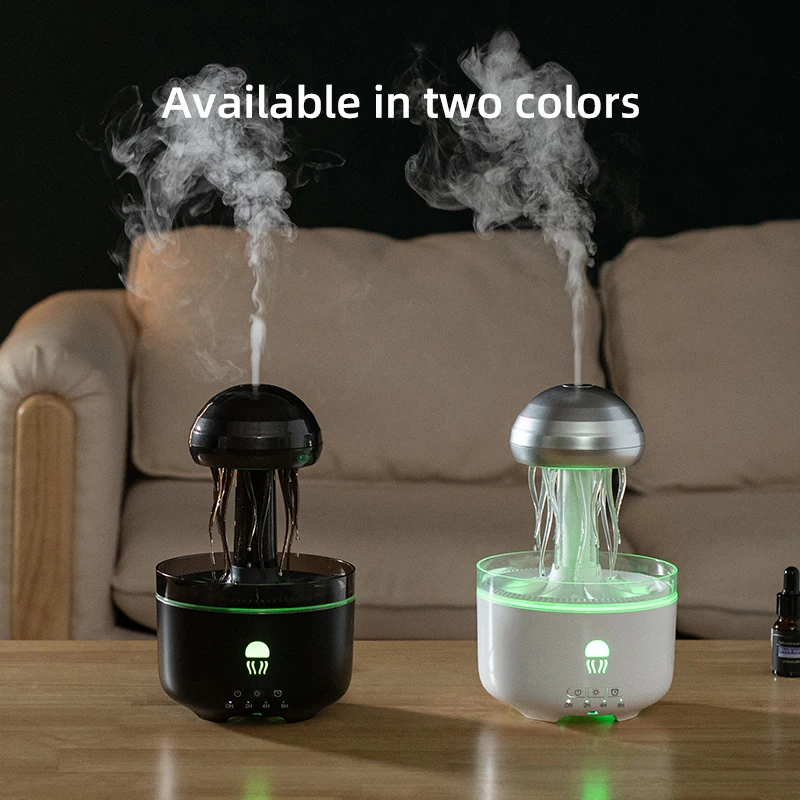 New Mechanical Jellyfish Aroma Diffuser, Rotating Raindrop Air Humidifier, Household Appliance Rainbow Ambient Light Diffuser