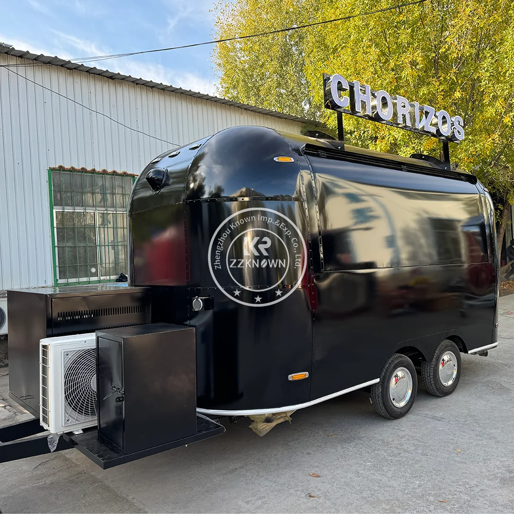 Mobile fast Airstream food trailer Stainless Steel hot dog small coffee ice cream vending cart restaurant truck for sale