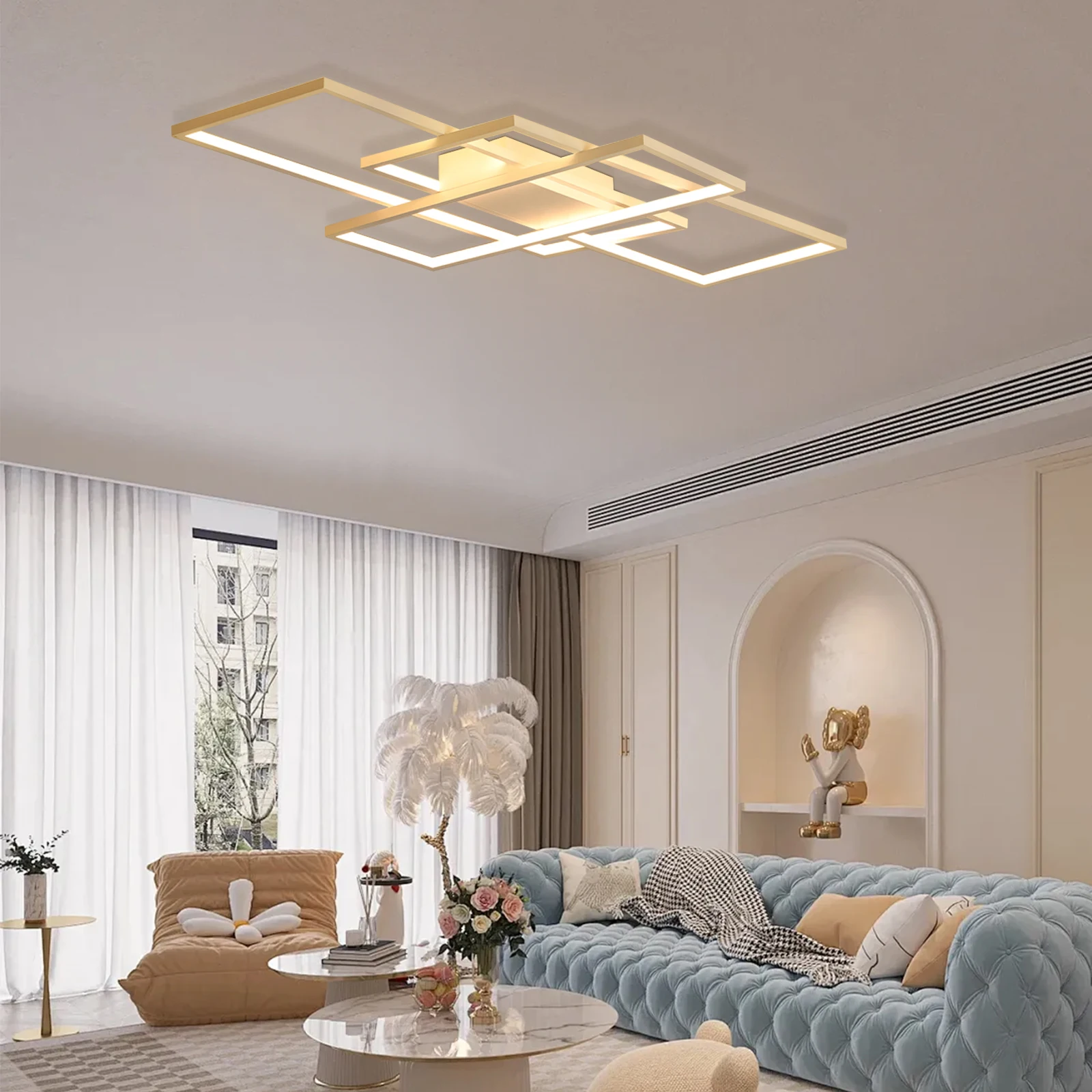 Modern Rectangle LED Ceiling Lights White Acrylic Indoors Ceiling Mount Lamp Living Room Bedroom Home Lighting Fixture