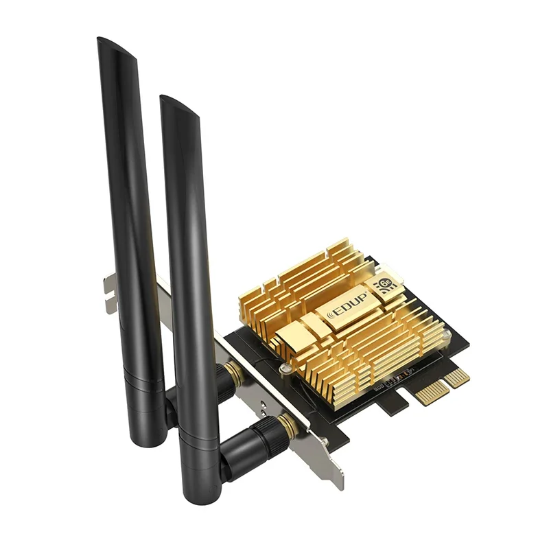 WiFi 6E 3000Mbps PCIE X1 อะแดปเตอร์การ์ดเครือข่ายไร้สายบลูทูธ 5.2 ความเร็วสูง WiFi6E PCIE ชิป Intel AX210NGW 2.4G/ 5G/6GHz