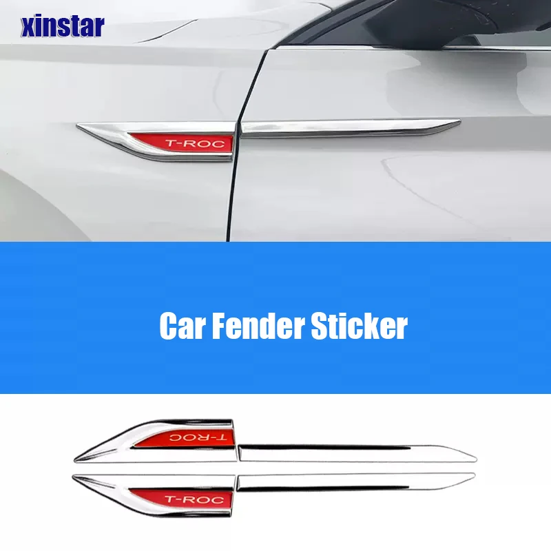 ABS Car Fender Emblem For Volkswagen T-Roc TROC 2018 2019 Auto Accessories