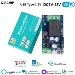 EWelink-Commutateur intelligent avec Wi-Fi, télécommande sans fil, 1 voie, Alexa Google Home, commande vocale, DC 5V, 12V, 24V, 48V