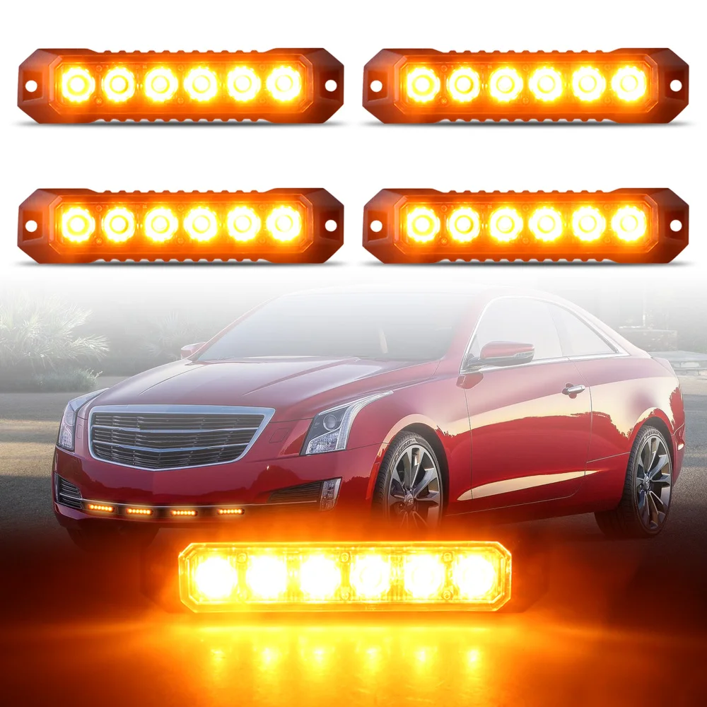 

4PCS 6SMD Truck LED Strobe Police Warning Light Grille Flashing Side Light For Car Trailer Beacon Amber Traffic Light 12V-24V