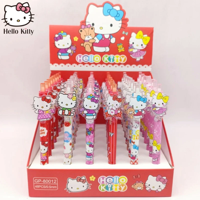 Sanrio Cartoon Gel Pen 48pcs Hello Kitty Happy New Year Creative 0.5 Black School Stationery Office Signature Pen Wholesale