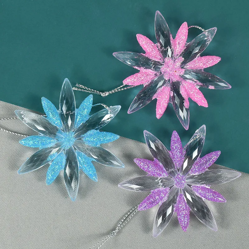 

2pcs Snowflake Christmas Tree Ornament for Home 3D Acrylic Snowflake Hanging Pendant Navidad Natal Noel 2023 Happy NewYear Gifts