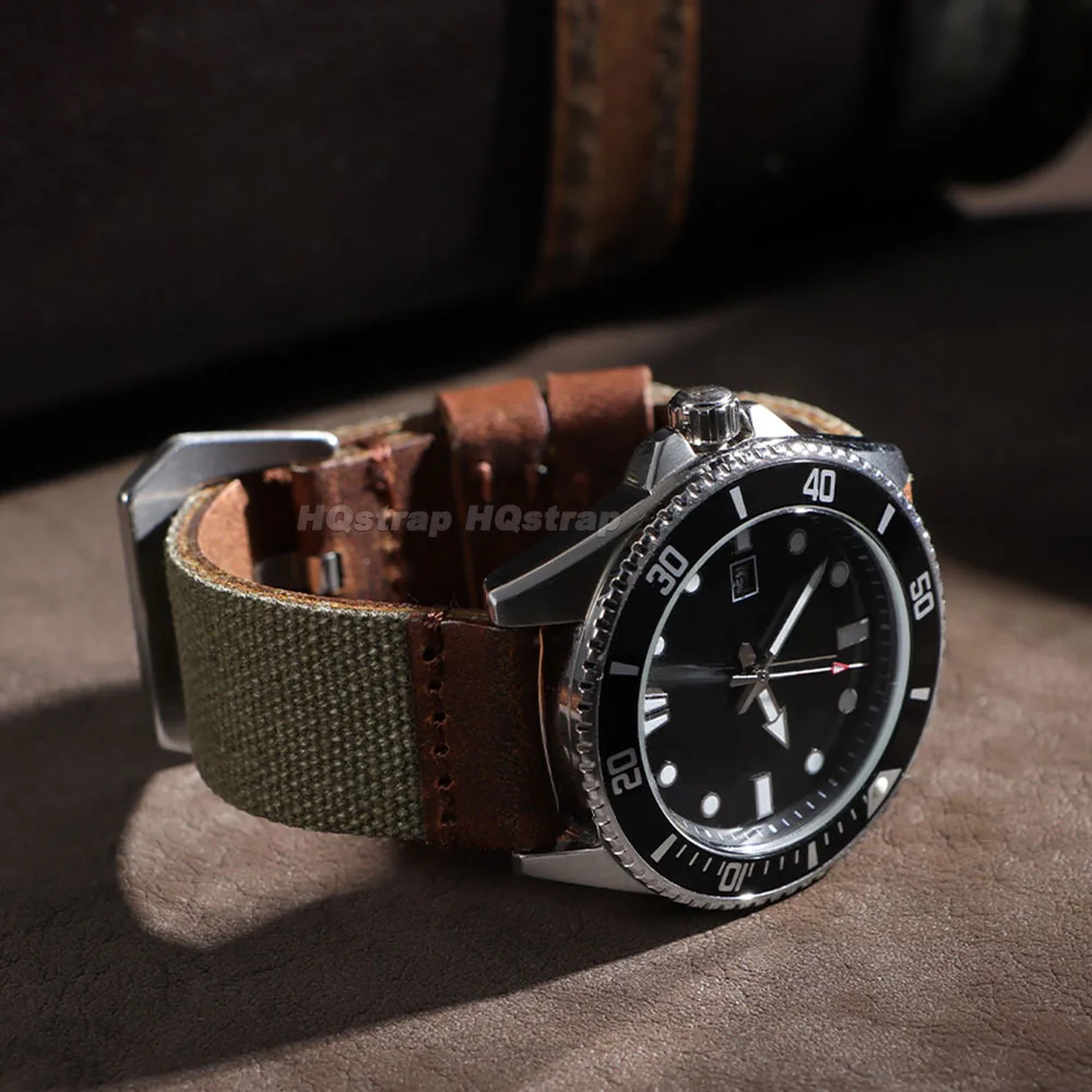 Handmade Nylon Leather Strap 20mm 22mm 24mm for Panerai for Omega Watchband Blue ArmyGreen Military Wristband Men Women Bracelet view 6