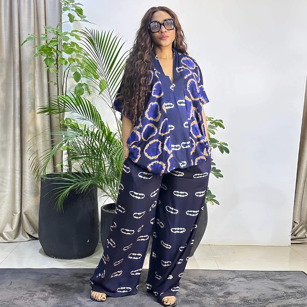 African Clothes for Women Ankara Dashiki 2 Piece Set Ankara Turkey Outfits 2025 Fashion Print Tops Pants Trousers Suit Plus Size