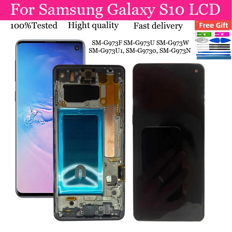 

TFT Quality For Samsung S10 G973F/DS G973U G973 SM-G973 LCD Display Touch Screen with Frame, For Galaxy S10 LCD