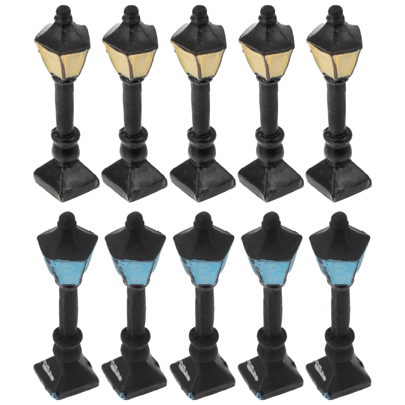 10 Pcs Micro Landscape Street Light Decor Streetlight Model Mini House Synthetic Resin Microscopic Scene Lamp Adornment