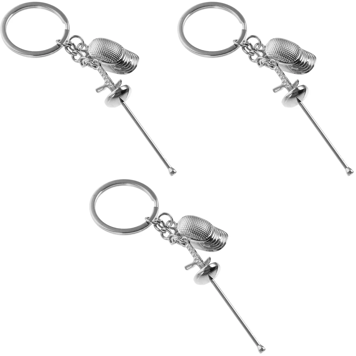 

Set of 3 Cute Fencing Keychain Work Ring for Keys Designer Zinc Alloy Hairstylist Gift Creative