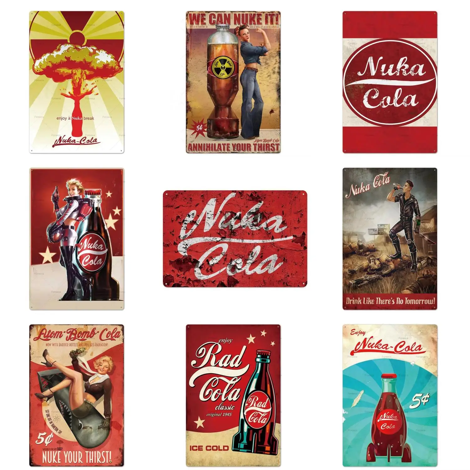 Металлическая вывеска Nuka Cola, потертая тарелка, винтажная тарелка для бара, паба, кафе, настенные таблички, декор, ремесла, жесть, живопись, кухонная настенная вывеска