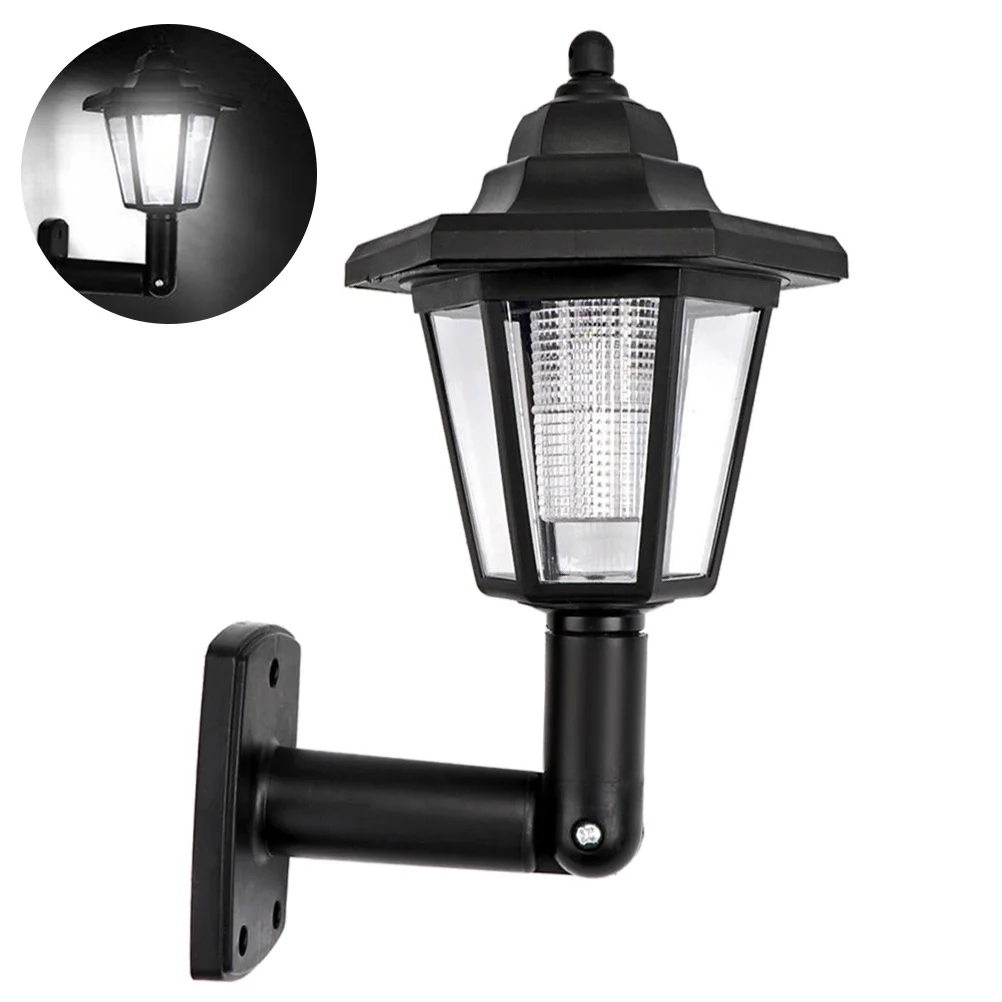 

Solar Powered Wall Lamp Hexagon Shape Outdoor Lighting Yard Lantern Flickering Saving Garden Driveway Decor