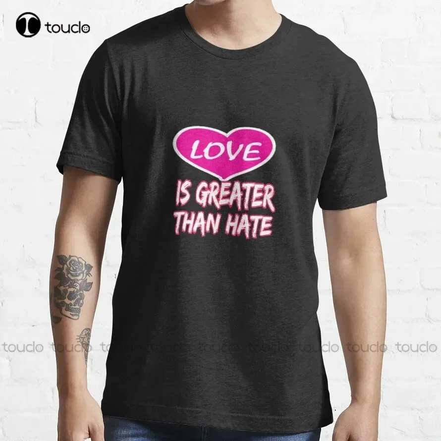 Love Is Greater Than Hate T-Shirt Mens Short Sleeve Shirts Casual Custom Aldult Teen Unisex Digital Printing Tee Shirt Xs-5Xl
