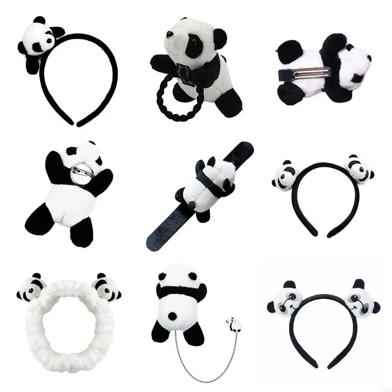 

49MB Lovely Panda Headdress Shaggy Women for Head Accessories Cartoon Headband Brooch Clothing Accessories for Kids Adu