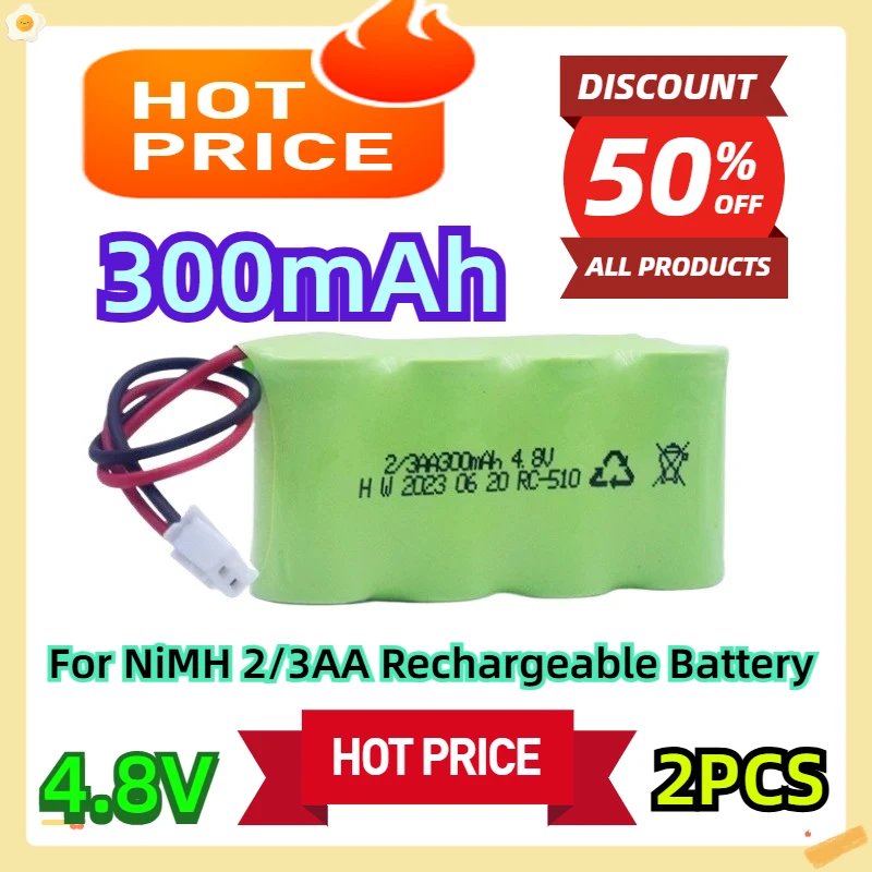 

For NiMH 2/3AA Rechargeable Battery 300mAh 4.8V 2pcs
