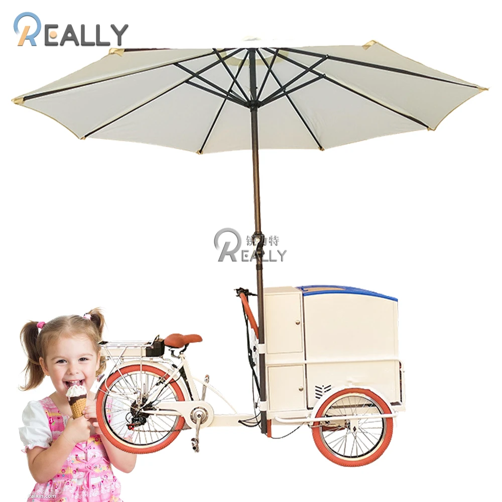 

High Quality Front Loading Pedal Assist Freezer Electric Tricycle Food Cart Ice Cream Bike