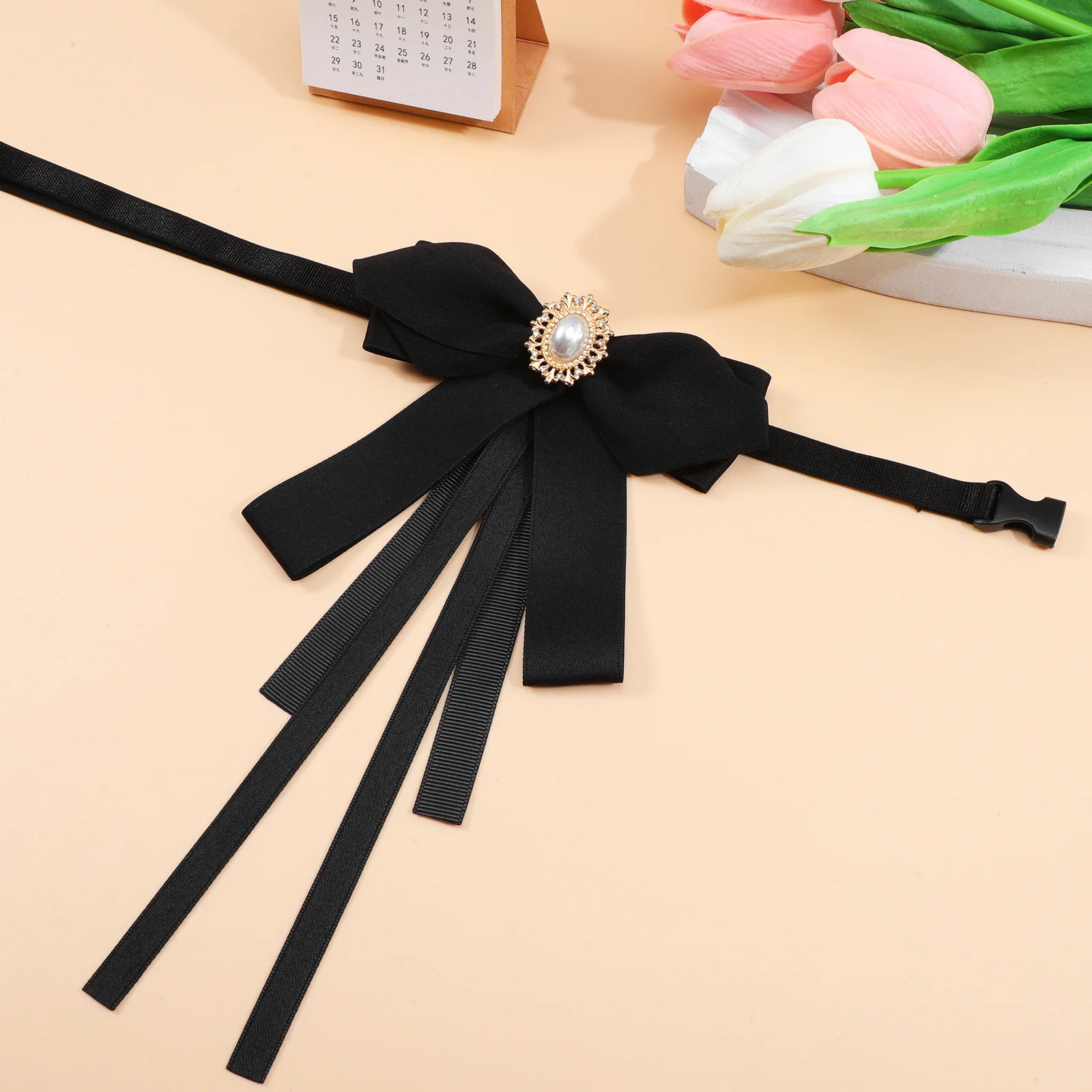 

Adjustable Bow Tie for Women Stylish Ribbon Neck Bowknot Clip for Shirts Uniforms Dresses Elegant Lady Office Party Wear Black