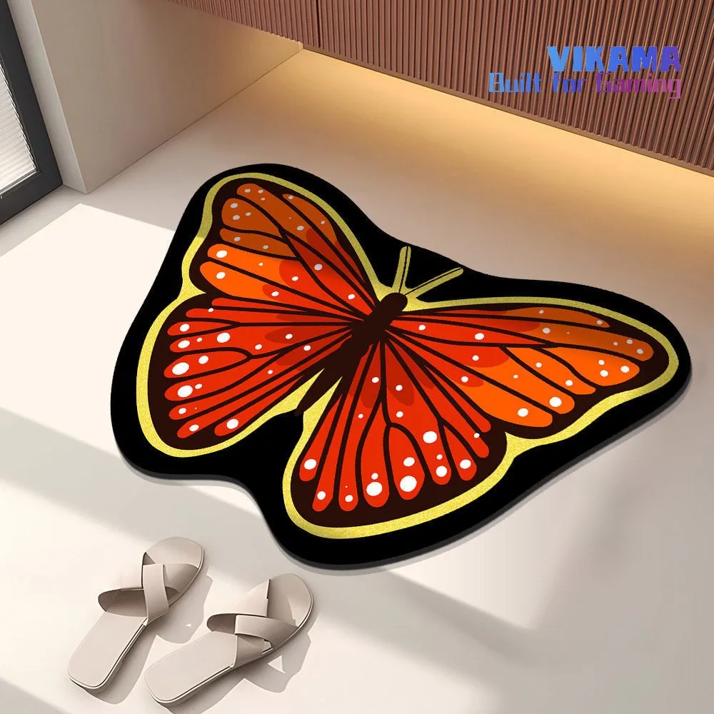 

VIKAMA Simple Butterfly Diatomite Carpet Non-slip Bathroom Entryway Dirty Resistant Wearable Carpet Home Decoration