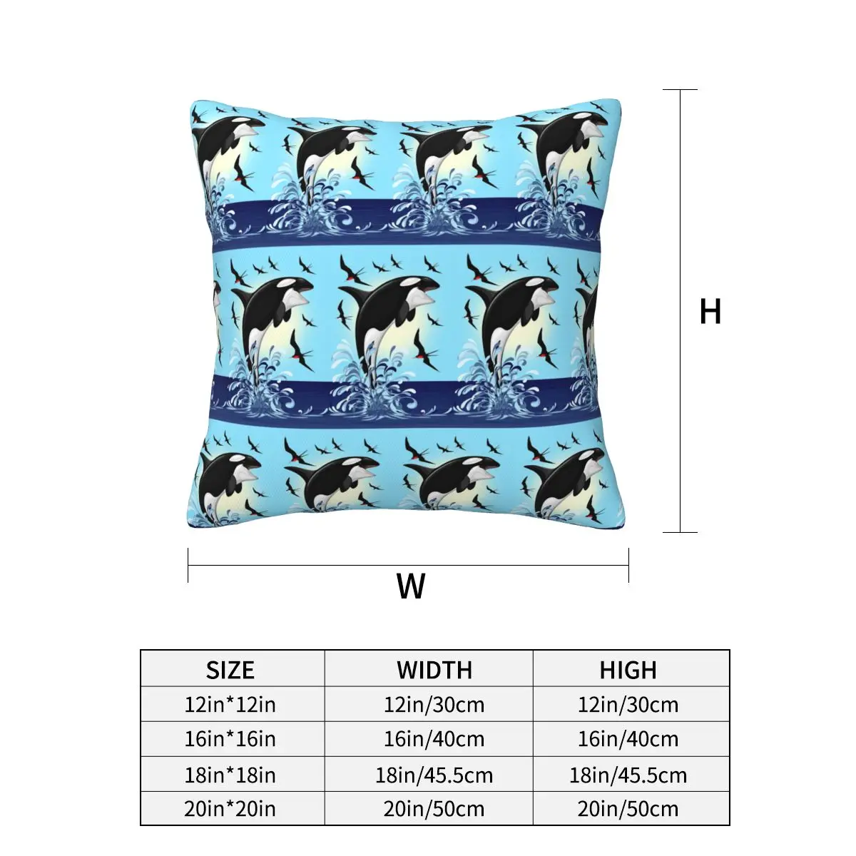 Orca Killer Whale Jumping Out The Ocean Square Pillowcase Cushion Cover Pillow Case Throw Pillow Cover for Home Sofa Living Room