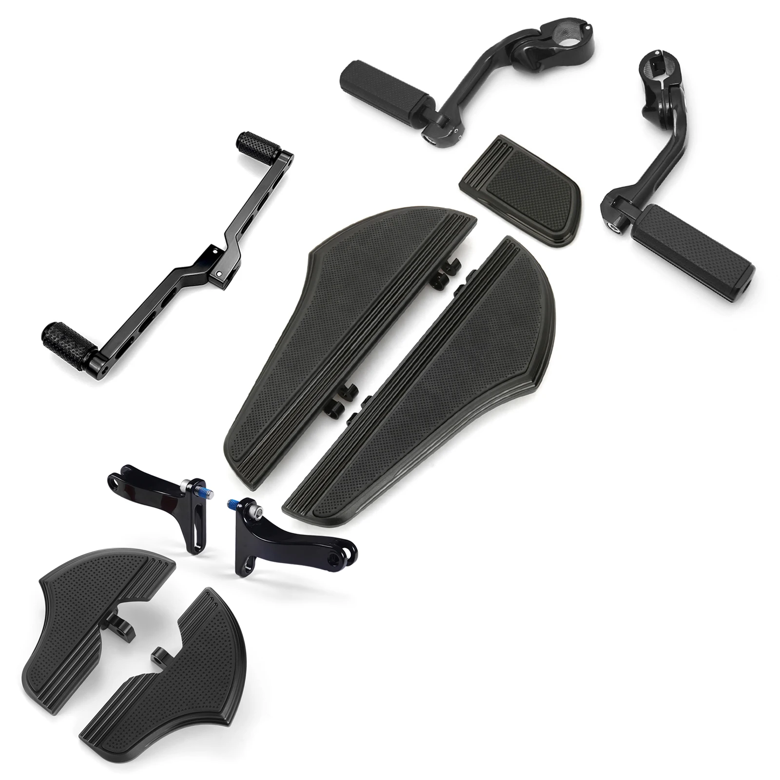 Defiance Billet Aluminum Floorboards Kit with Heel Toe Shifter Highway Footrests Bolt-On Installation for Touring 1980-Up