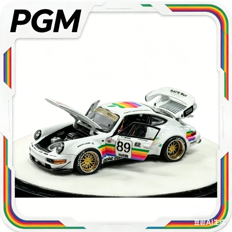 PGM 1:64 RWB964 White Apple alloy  die casting Car Model Alloy Car Model, Simulation Static Ornament, Male Toy.