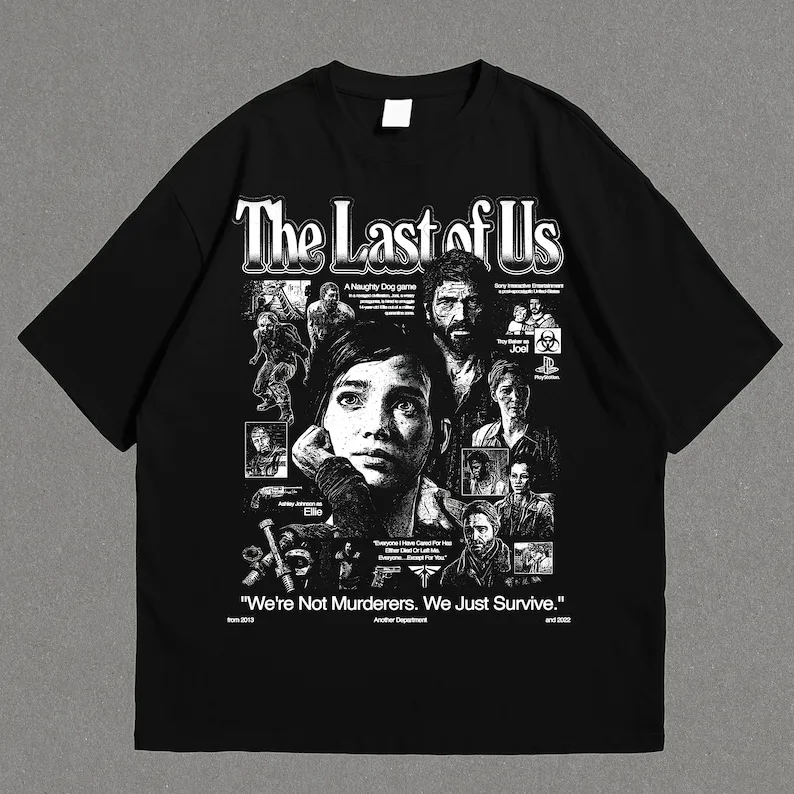 the LAST OF US Vintage Shirt, Homage Tshirt, Fan Tees, Retro 90s T-shirt Fan Art ellie and joel top