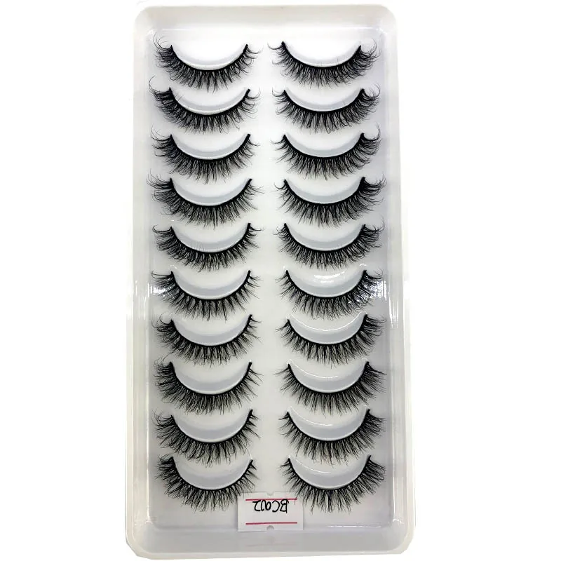 AMSDCN Künstliche Kurze Nerz-Wimpern, Natürlich Dramatische Falsche Wimpern, 10 Paar 3D-Wimpern für Make-up – Detail 7