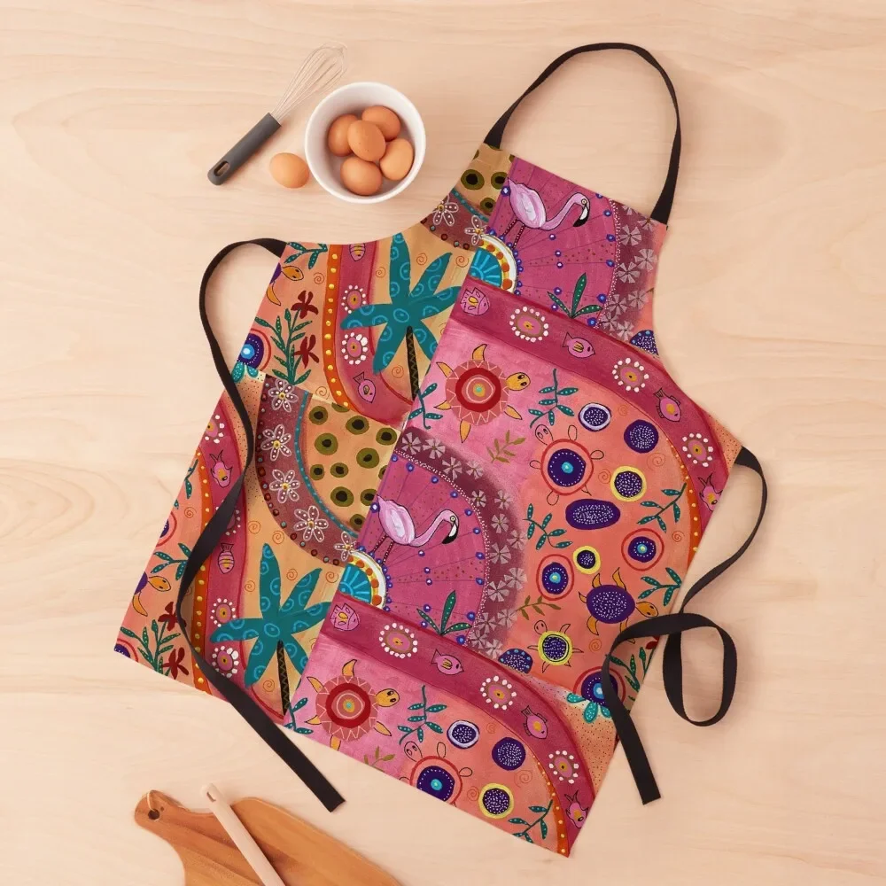 

Flamingo Beach Apron kitchen clothes for men Custom Apron