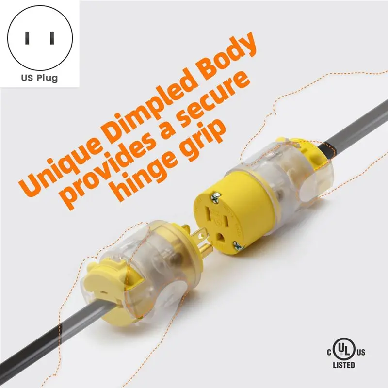 DT17 NEMA 5-15 Plug Lighted Electrical Plug 15 for Amp 125 Volt Straight Blade Cord End Replacement for Generator, Home, Office