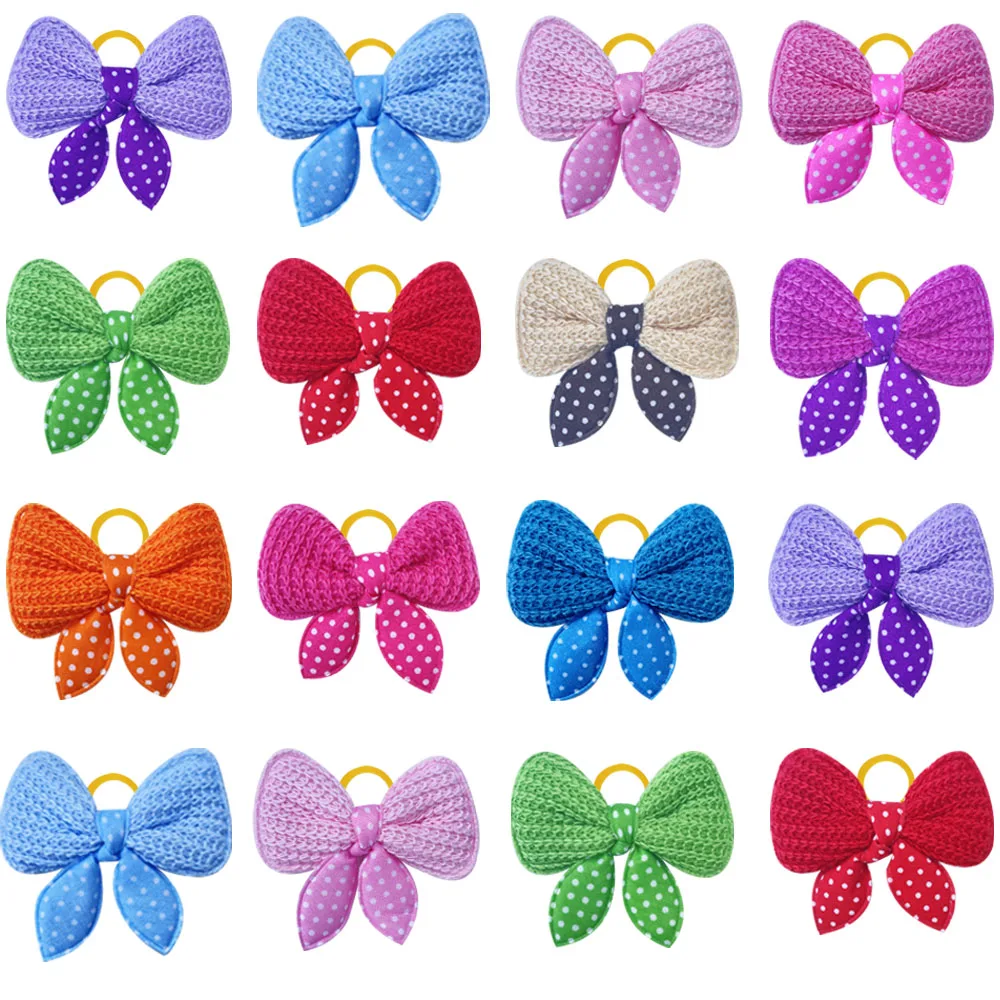 New 100pcs Dog Hair Bows Dog Hair Accessories Rubber Bands Dog Bows Dogs Pets Hair Accessories Pet Grooming Products