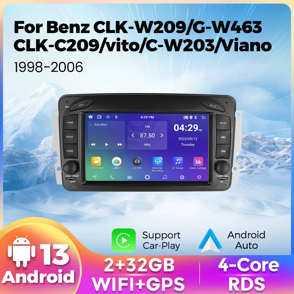 Android 13 Autoradio Carplay für Mercedes-Benz GLK G C Klasse W209 W463 C209 Vito W203 Viano