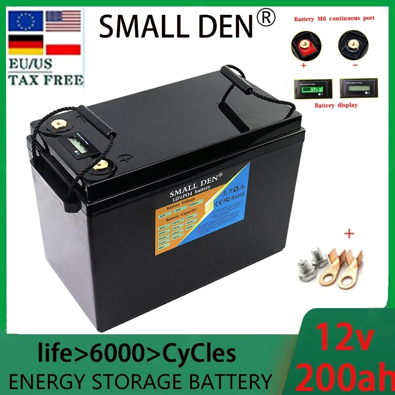 12v 200ah lithium iron phosphate battery pack for outdoor camping golf cart solar battery pack with long lifespan and high power