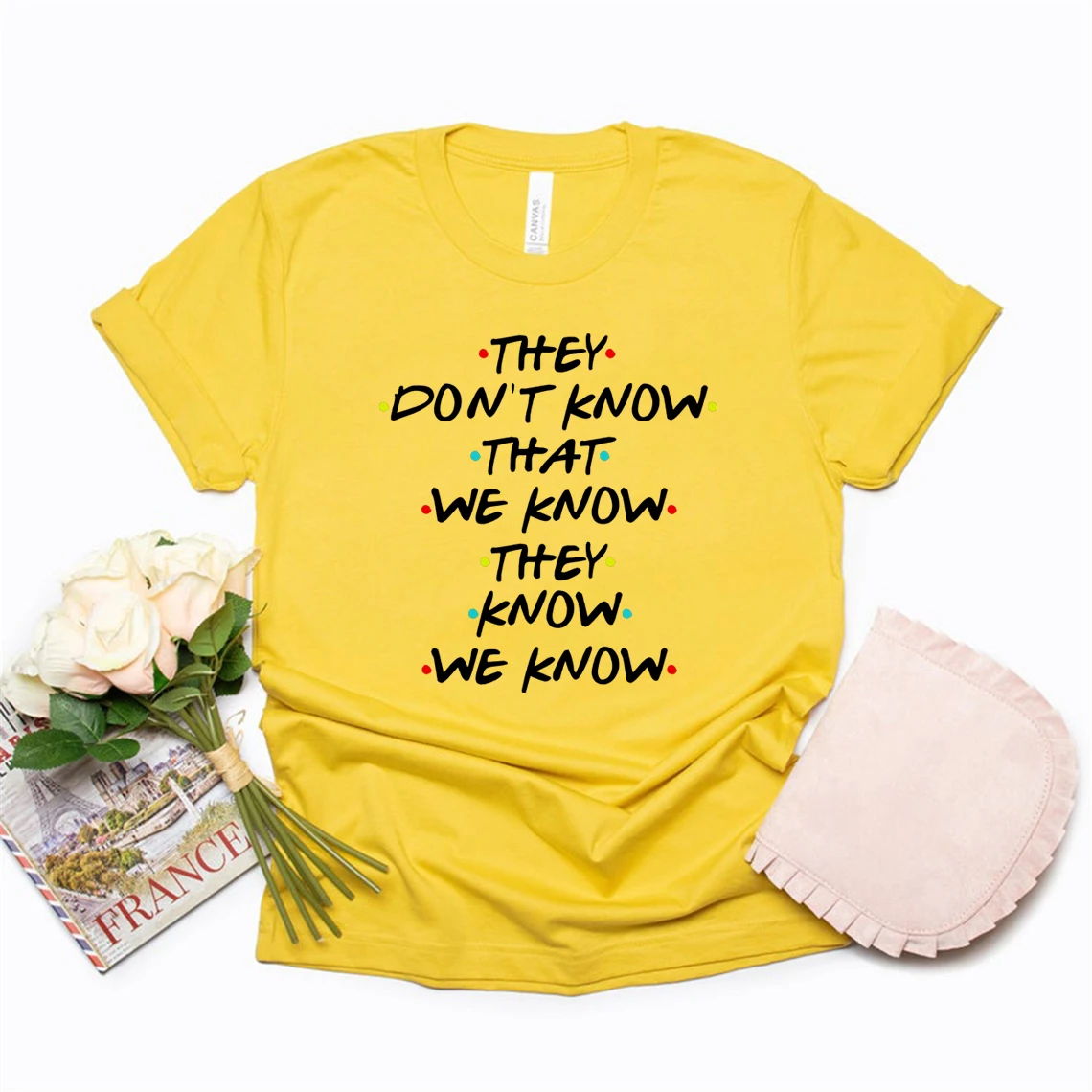 Sie wissen nicht, dass wir es wissen, dass sie es wissen T-Shirt Lustiges Friends TV-Show-Shirt Damen Kurzarm-T-Shirt Lässiges T-Shirt Oberteil – Detail 5