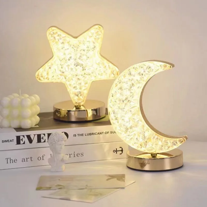 USB Night light Bedroom Touch Girls Room Desk Lamp Home Decor Aesthetics Charging Bedside LED Ambient Table 3D Moon Star Light