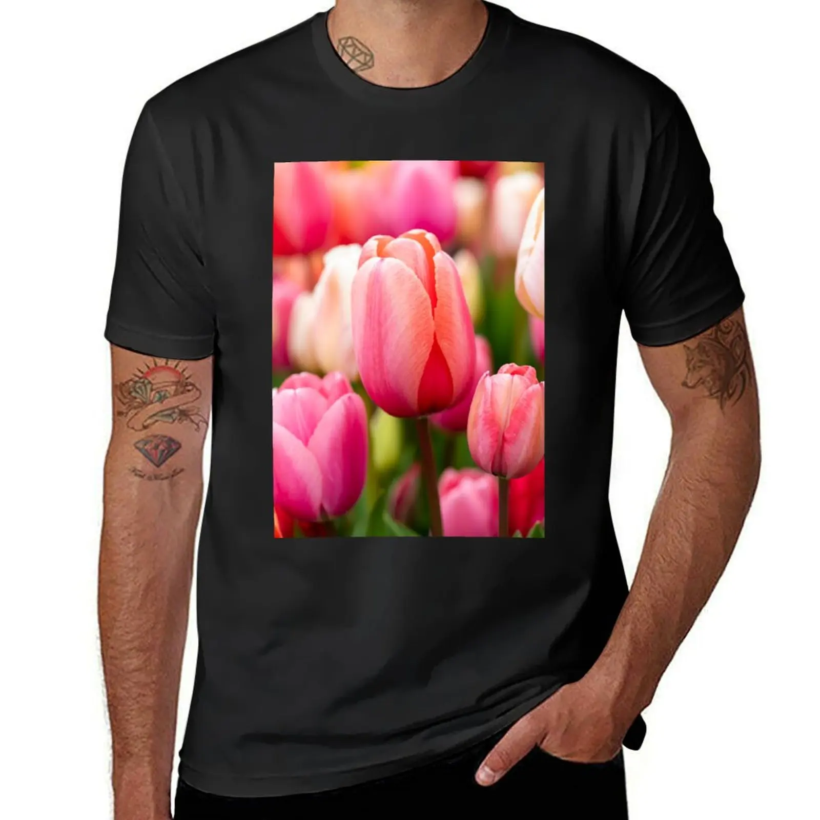 Pink Tulips T-Shirt quick drying sweat designer t shirt men