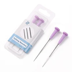 2pcs Pack Wool Felting Needles Set Purple Plastic Handle Poking Needle DIY Craft Beginner Tools for High Quality Felt Needle Kit