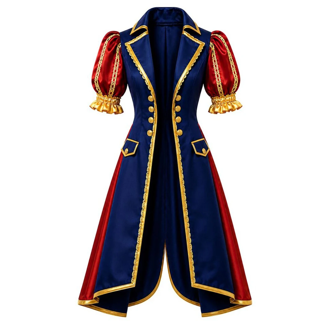 Custom Made Game Harlequin Jester Cosplay Dress Red and Blue Circus Clown Costume Medieval Carnival Joker Coat