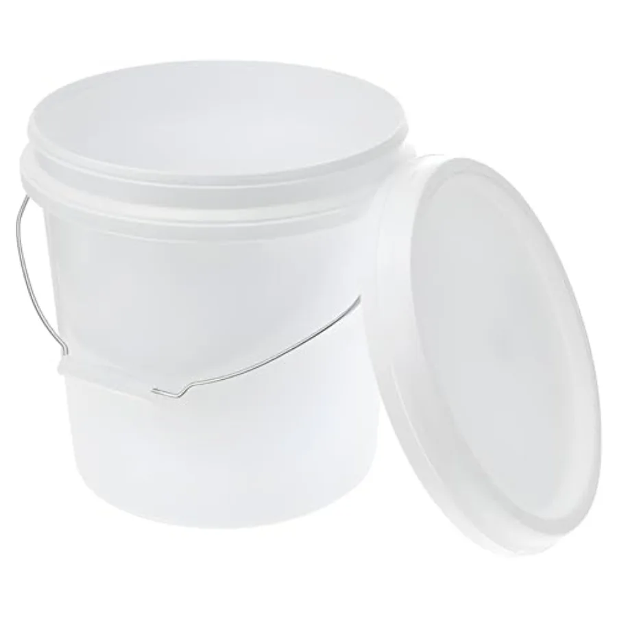 

2 Gallon White Bucket and Lid - All Purpose Pail with Lids - Food Grade - Made in USA - BPA Free Plastic 6 Pack