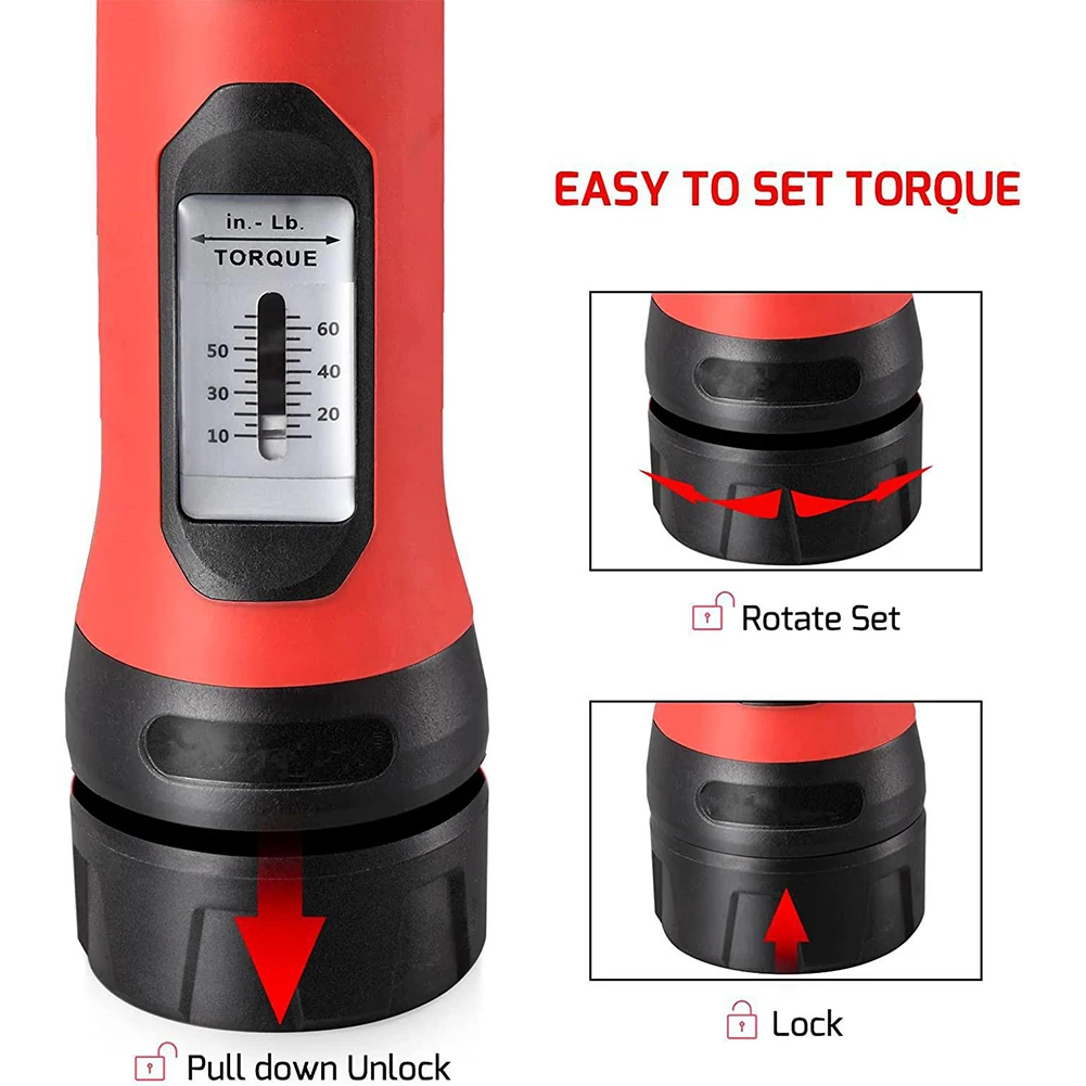 Torque Wrench Manual Preset Torque Driver Screwdriver Set Non-Slip Handle 1/4\