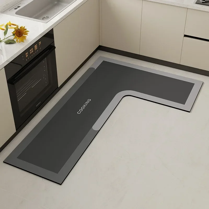 

Кухонный ковер, впитывающий напольный коврик, L-образный, водопоглощающий, нескользящий, мягкий, из диатомовой грязи, украшение для дома, коврик 주방 카펫 Alfombra Cocina