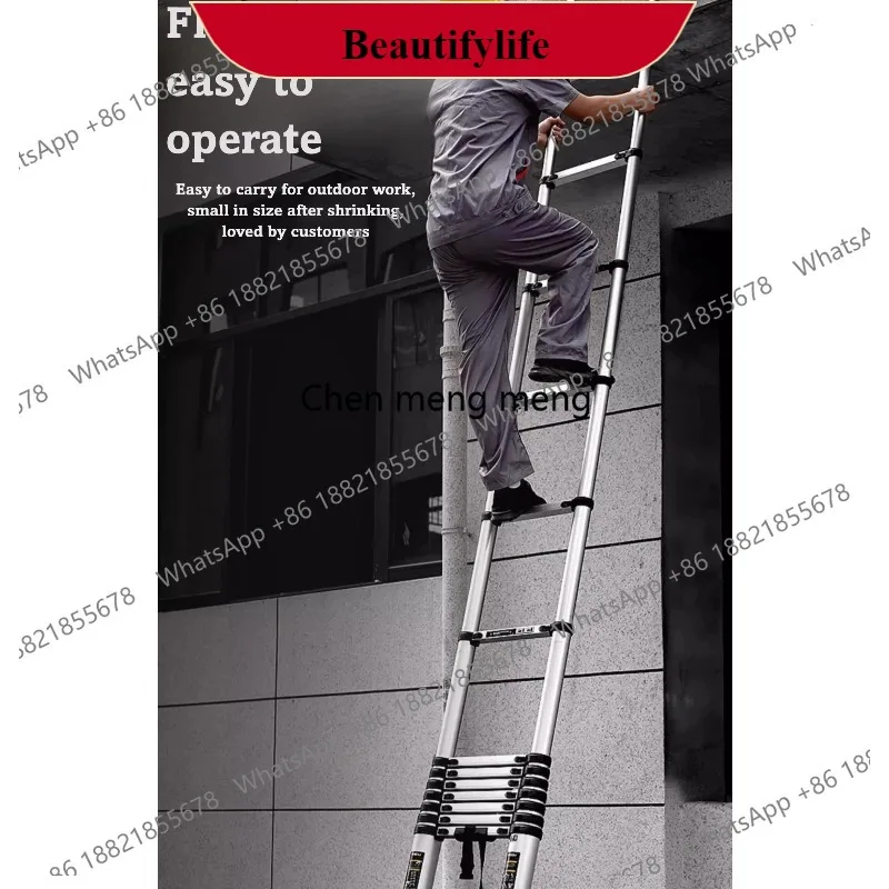 

z189 Aluminum Alloy Telescopic Ladder with Hook Wide Pedal Design for Household Engineering and Construction Use