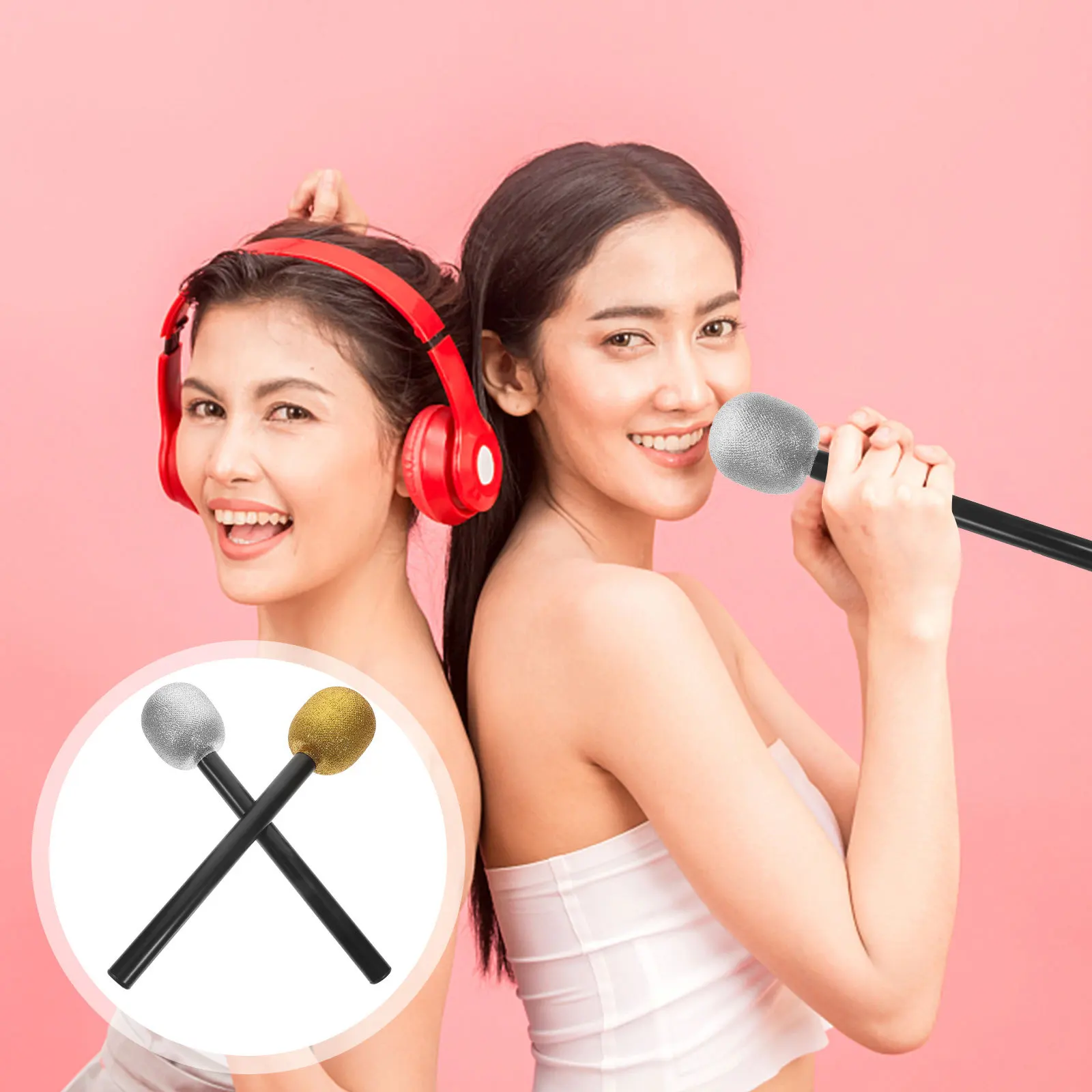 

4Pcs Simulated Microphone Props Durable Lightweight Portable Role Play Party Cosplay Christmas Thanksgiving Celebrations