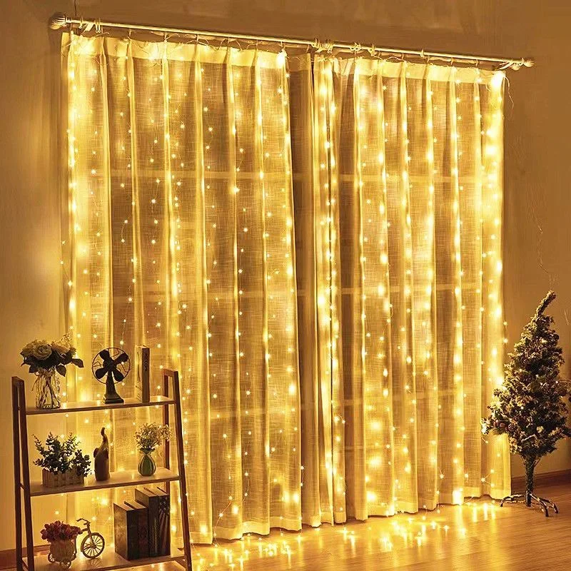 3M4M6M LED String Lights Christmas Decoration Remote Control USB Wedding Garland Curtain Lamp Holiday For Bedroom Outdoor Fairy