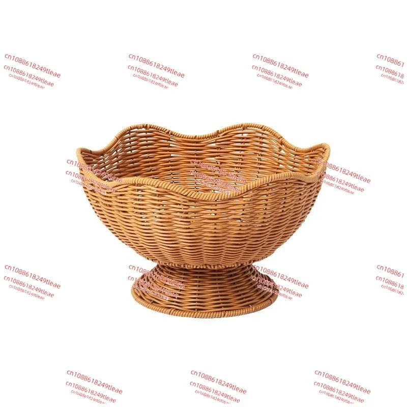 Footed Food Snack Serving Basket Woven Storage Bowls Organizer Footed Fruit Basket Dessert Display Stand Home Table Centerpiece