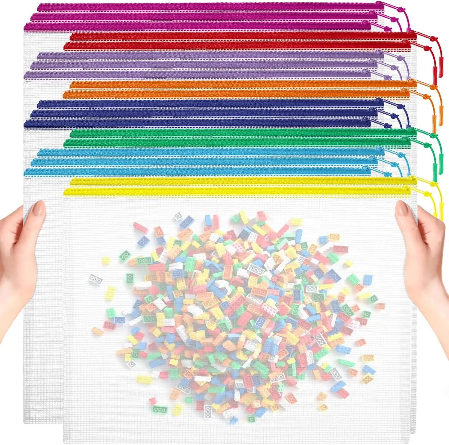 

20pcs Mesh Zipper Pouch Bags, A3 17x12 Inches, Reusable Storage for Classroom & Travel
