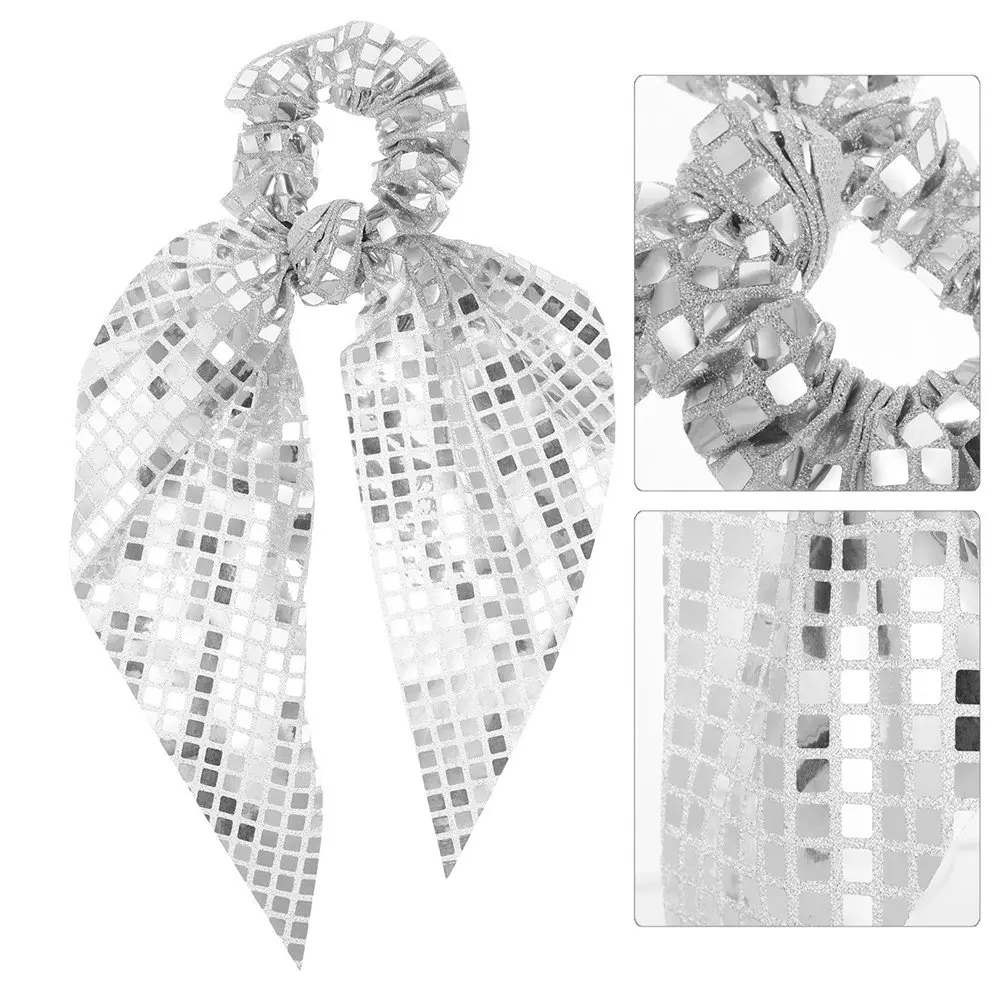 

2Pcs Shiny Metallic Sequin Scrunchies Bowknot Hair Ties Glitter Ponytail Holders Soft Comfortable Hair Bands for Women
