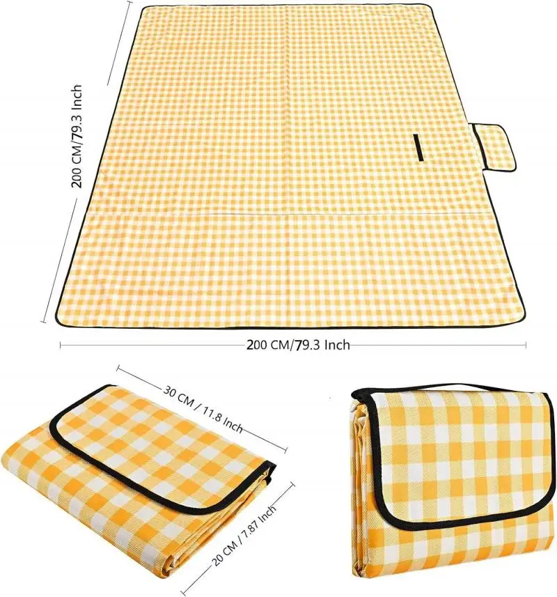 200*200cm Portable Camping Mat with Carry Bag Waterproof Thicken Picnic Mat Blanket Washable for Hiking Beach Travel Outdoor Par