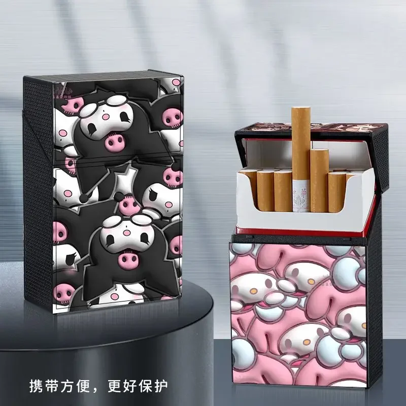 Kuromi Hello kitty cigarette case rechargeable lighter one-piece plastic anti-pressure and windproof couple cigarette lighter